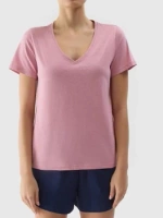 T-shirt damski gładki w regularnym kroju 4F